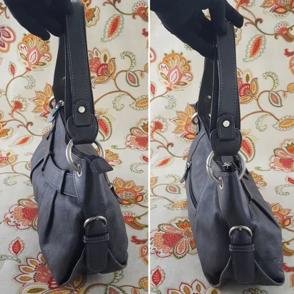 Vintage GIANNI CONTI Grey Leather Handbag - Picture 5 of 9